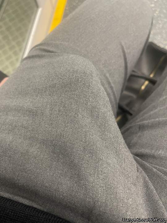 Bulging hard cock on the train home 😈
