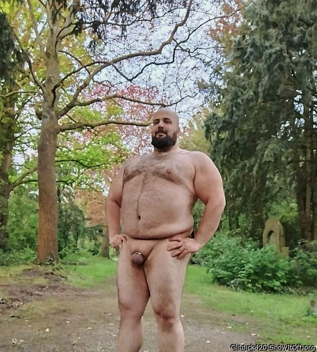 Naked outside with locked clitdick