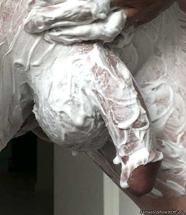 Shaving myself smooth.