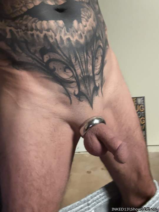 Impressive heavy donut cockring!
Super smooth cock and ball