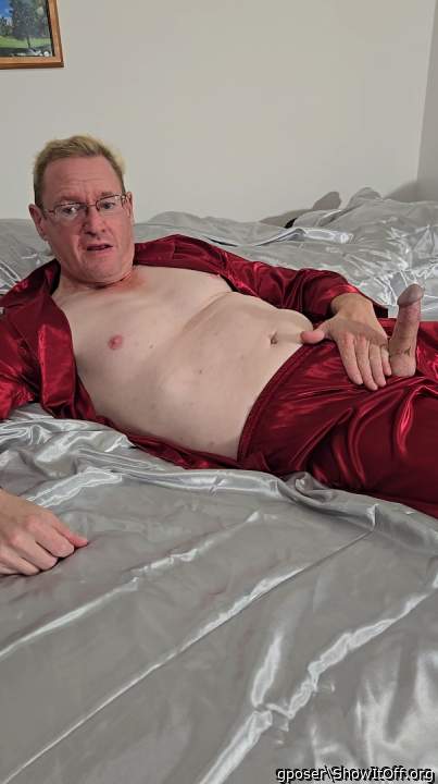 My new red satin pajamas. . .