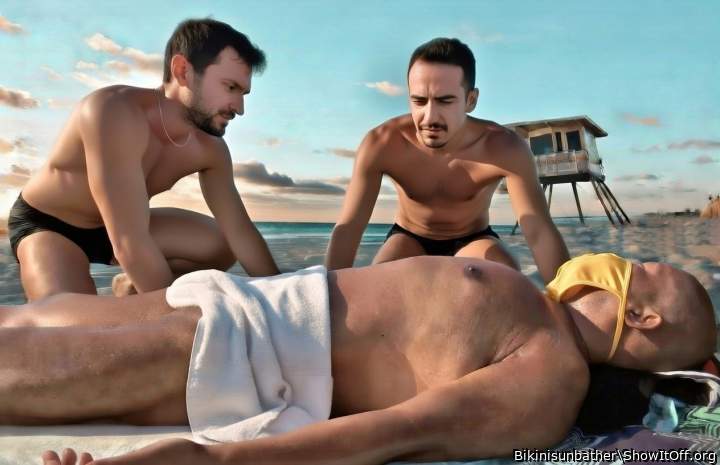 Yellow thong on beach