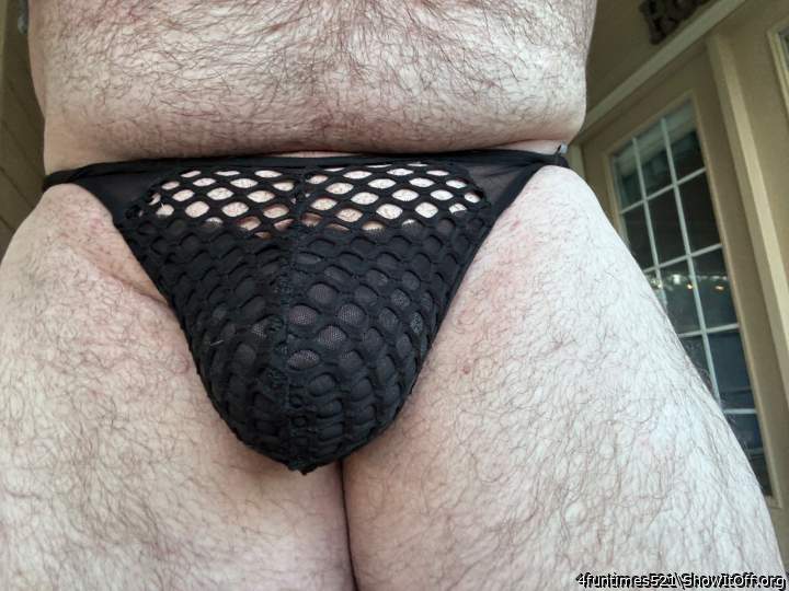 Big Beautiful Bulgy Brawny-in sexy black mesh. Woof!!