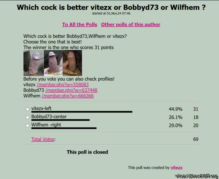 vitezx  cock is better then  Bobbyd73 and Wilfhem