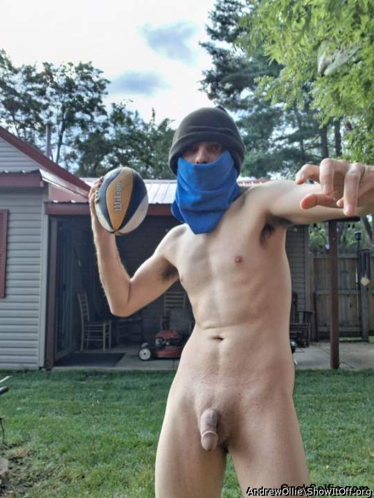 Naked Football Pose