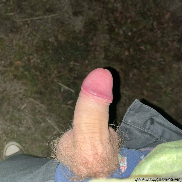 Hairy cock out at night ;)