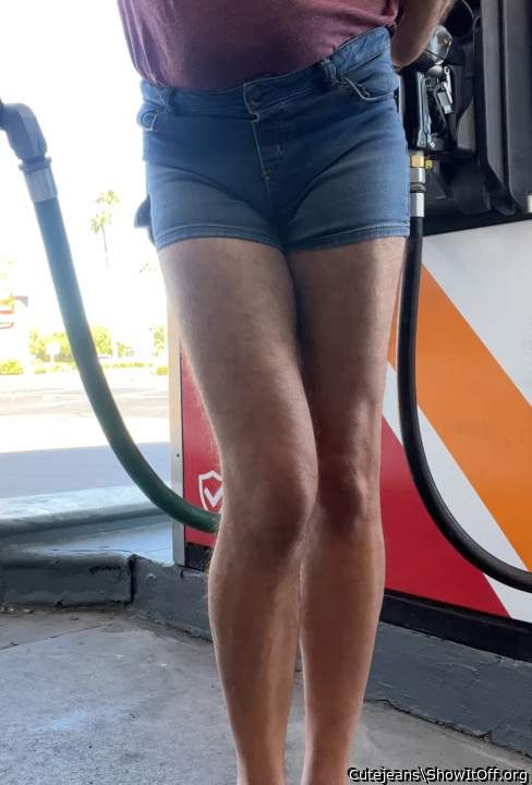 Showing it off at the gas station