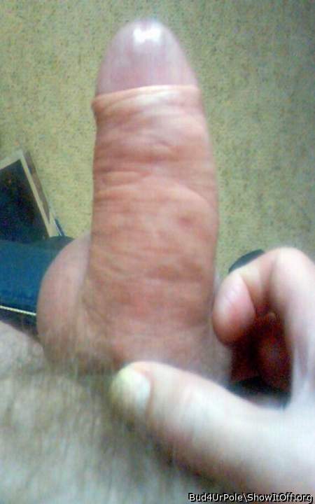 Holding cock, Foreskin retracted POV from above