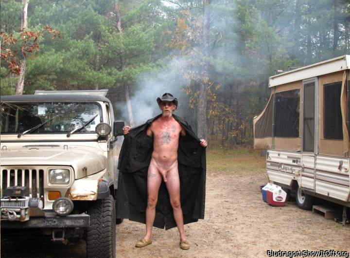 Old photo, camping and flashing