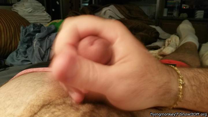 Hubby wanking my dick.