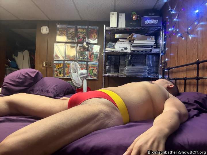 red bikini with yellow belt