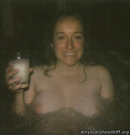 An old polaroid of me in a hot tub. Relates to my blog post, "Ask Amy Sue".