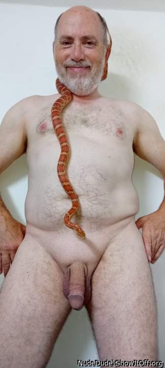 Holding corn snake on 2nd birthday!