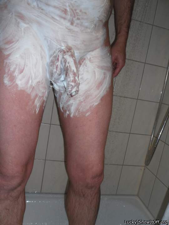 Soaped up, ready to shave
