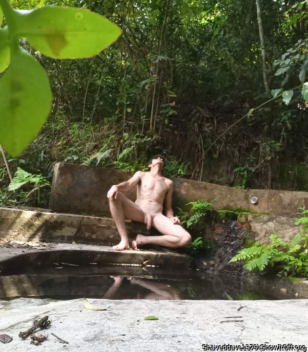 Relaxing at a pool in a forest. Cum join me?