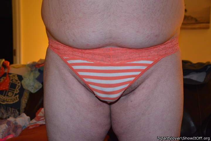orange and pink stripe thong