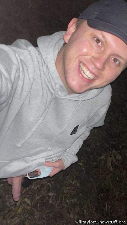 Cock out in the woods at night