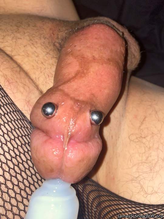 Pumping my hard cock with a 16” horse eye sound.