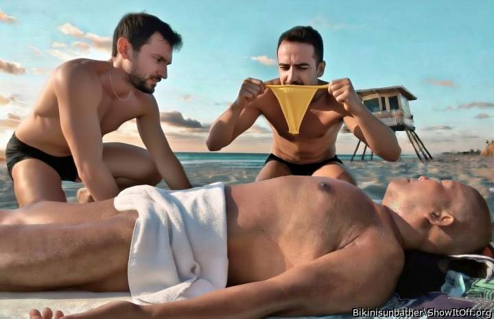 Yellow thong on beach