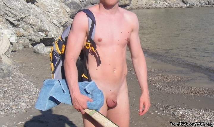 Picture of me on a nudist beach in Greece showing off my manhood to everyone