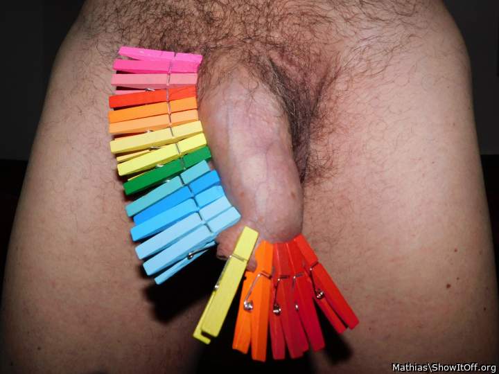 Rainbow uncut dick