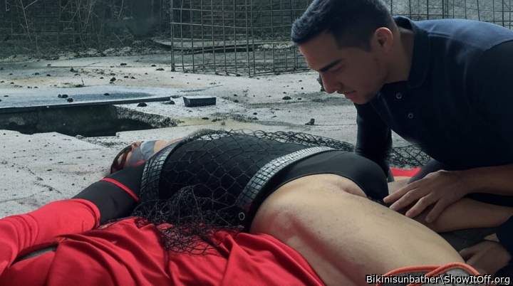 Captured in net and fondled