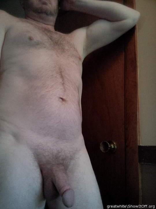 Great cock - I like the hairy chest & belly.