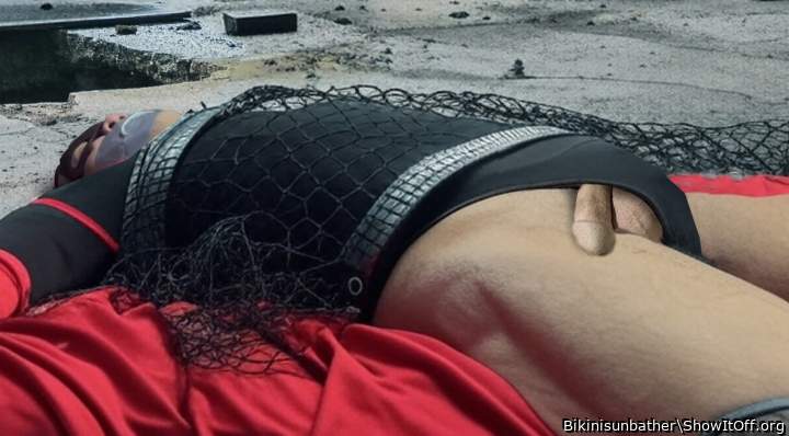 Captured in net and fondled