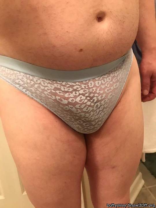 Light Blue Lace Thong with Clit