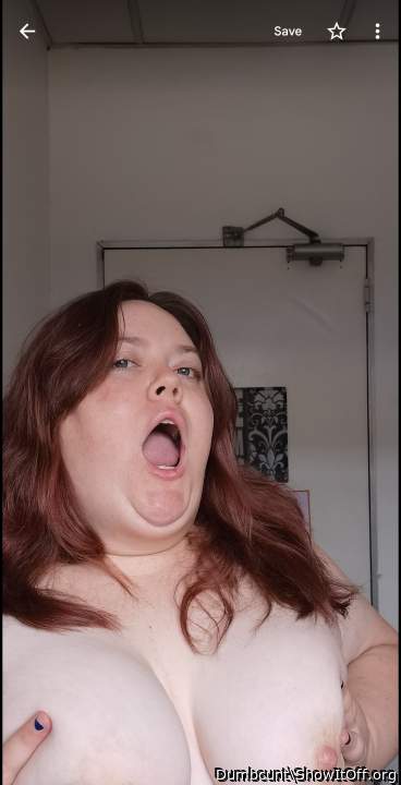 Mouth open ready to serve Any cock that's available